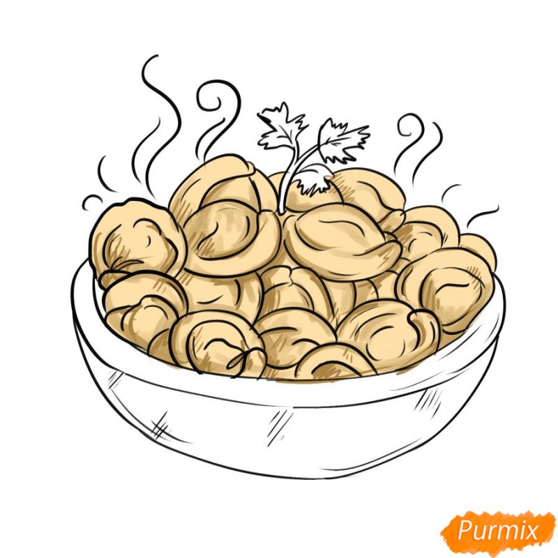 Пельмени рисунок карандашом