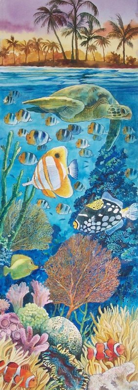 Рисование красками подводный мир