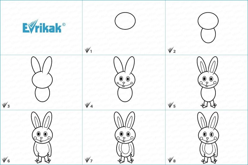 поэтапное рисование зайца
