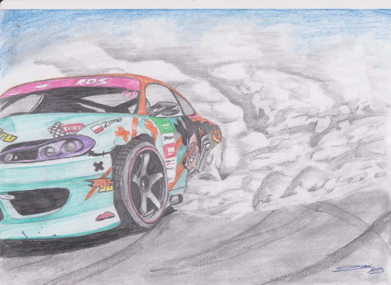 Nissan Silvia s15 дрифт рисунок