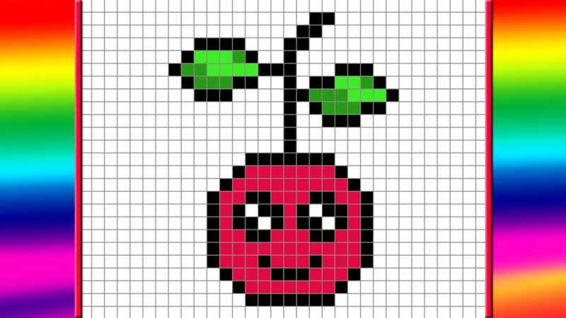 Рисование по клеточкам Вишенки