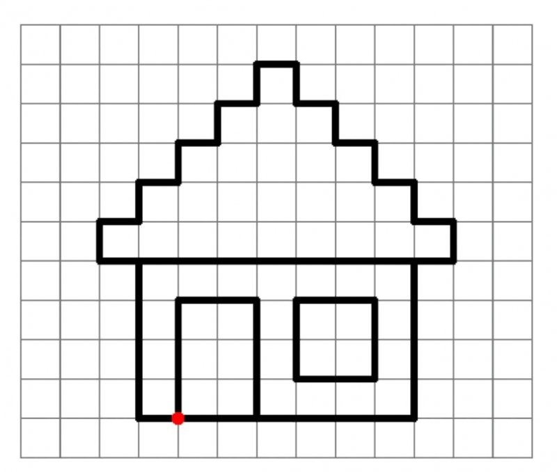 Рисование по клеточкам домик