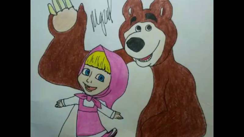 Маша и медведь для срисовки