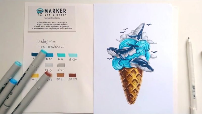 Рисунки спиртовыми маркерами