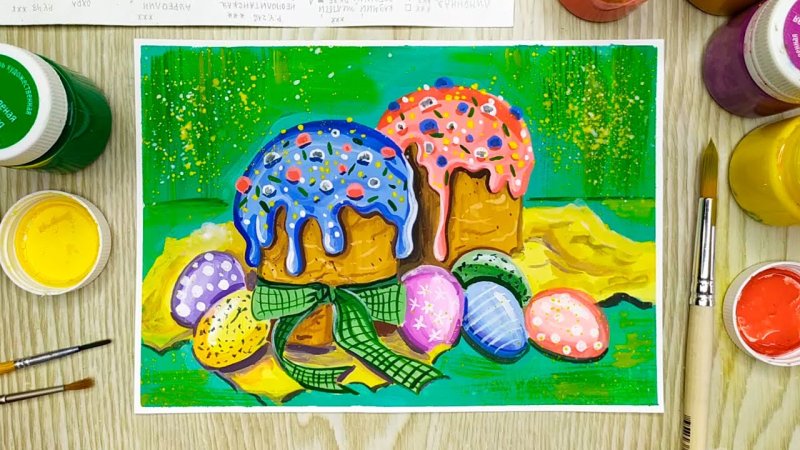Рисунки на Пасху гуашью