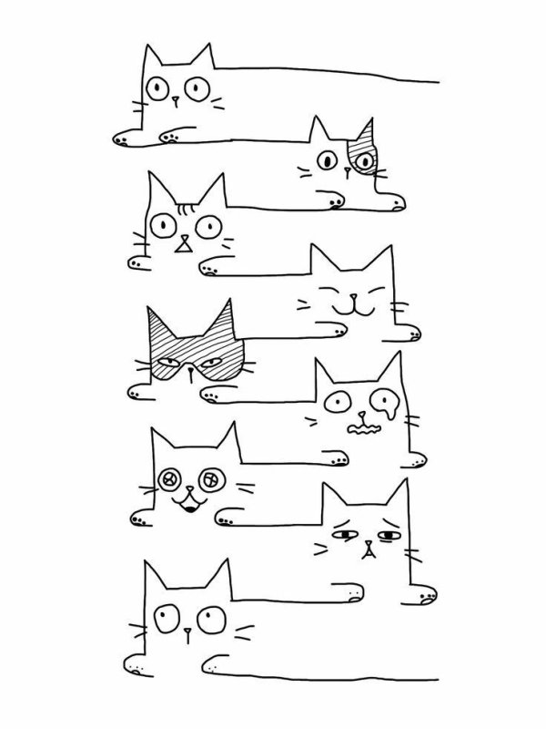 Котик рисунок простой