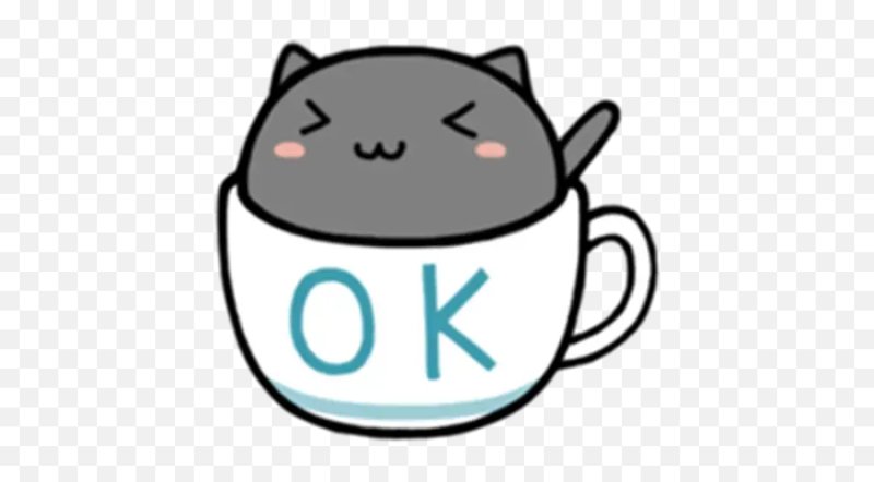 Котик в кружке рисунок