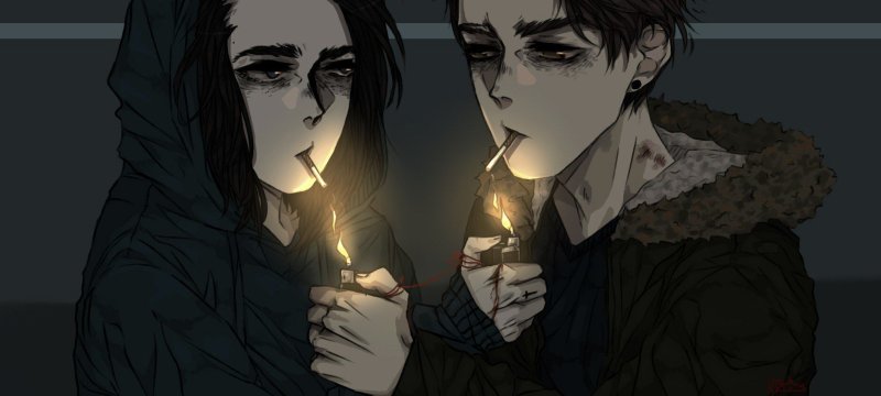 Аниме курящий парень