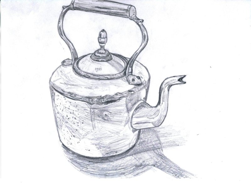 Чайник рисунок карандашом