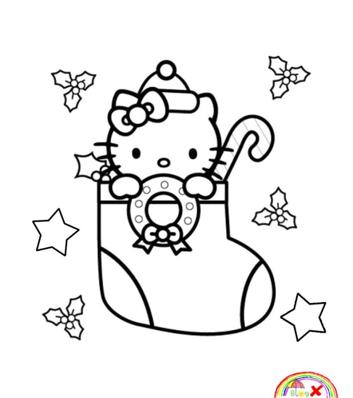 Новогодние раскраски hello Kitty