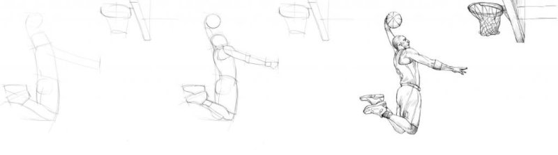 баскетбол рисунок карандашом