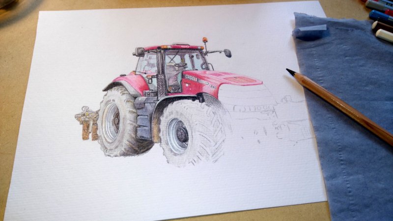 Трактор карандашом