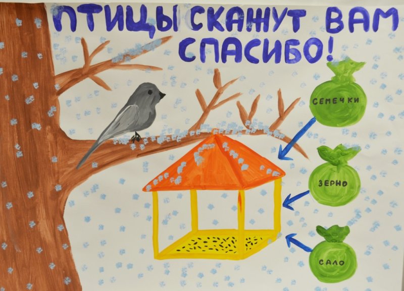 Плакат Покормите птиц зимой