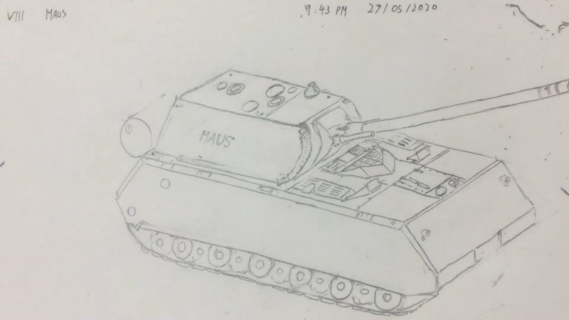 Танк рисунок сбоку Маус