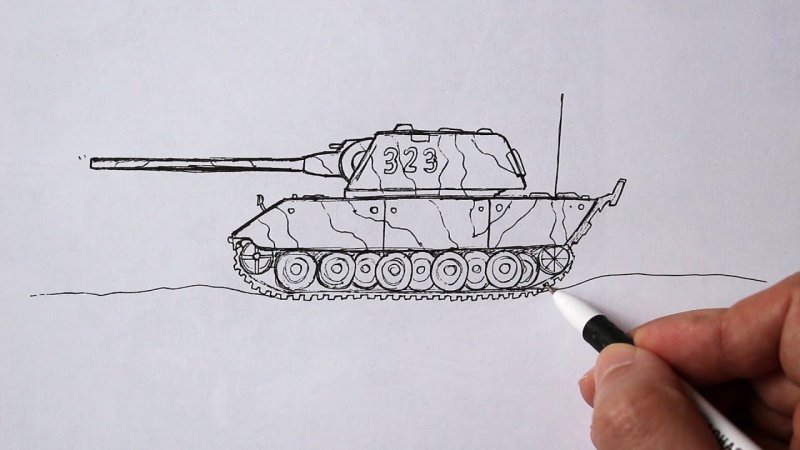 Рисунок танка карандашом
