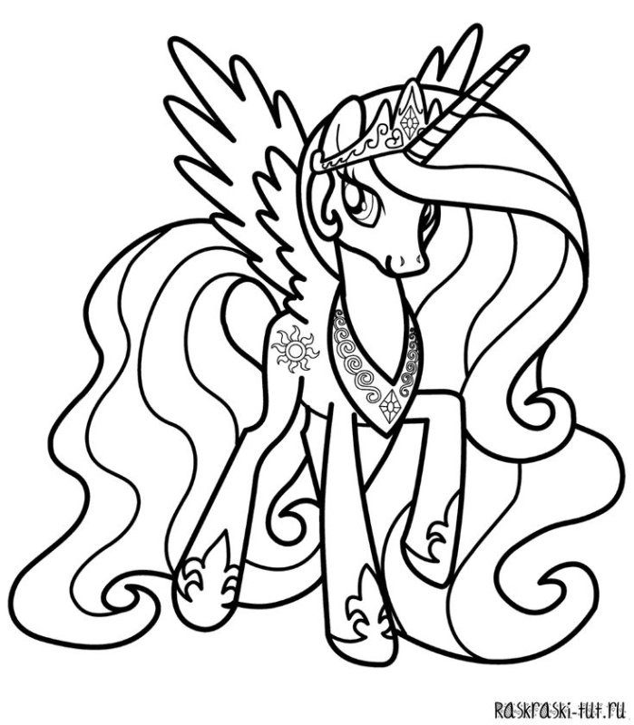 Раскраска my little Pony Селестия