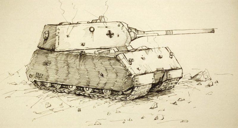 Рисунок танка карандашом