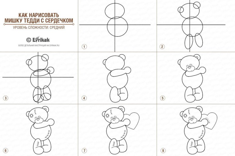 Мишка рисунок пошагово