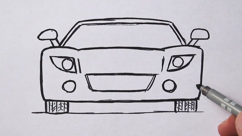 Рисунок машины карандашом
