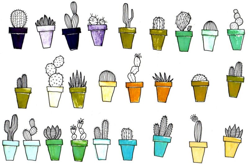 Рисование цветок в горшке