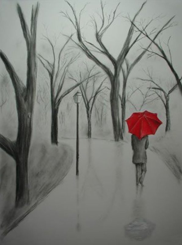 пейзаж простым карандашом