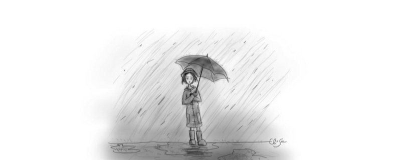 рисунок человек под дождем