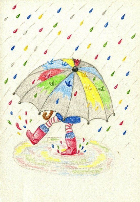 рисование зонтик