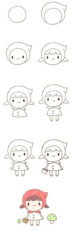Красная шапочка нарисовать легко