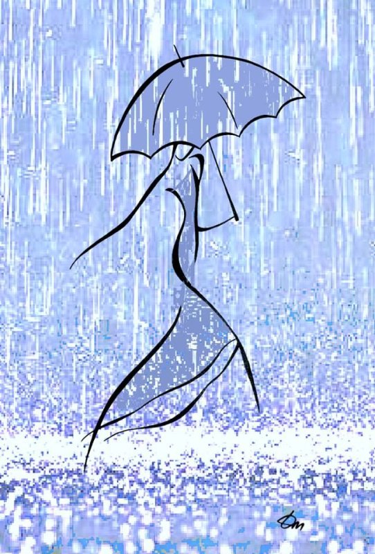 Силуэт под дождем