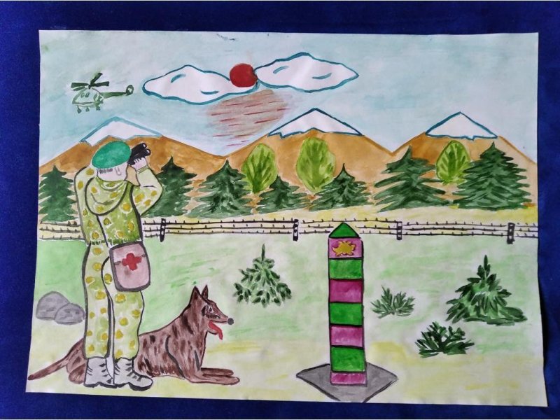 Пограничник детский рисунок