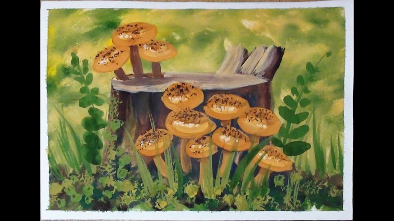 Рисование с детьми грибы
