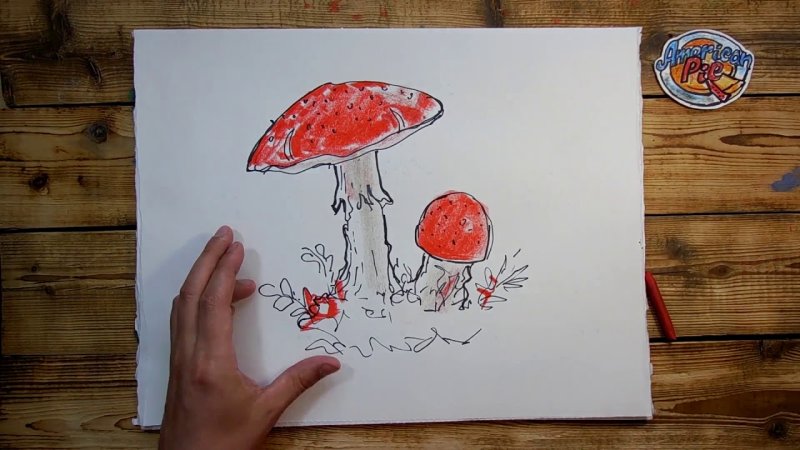 Мухомор скетч маркерами
