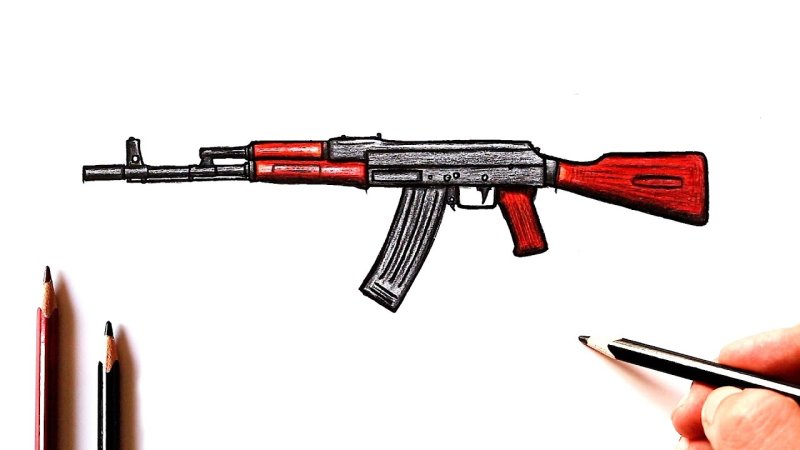 Нарисовать автомат Калашникова