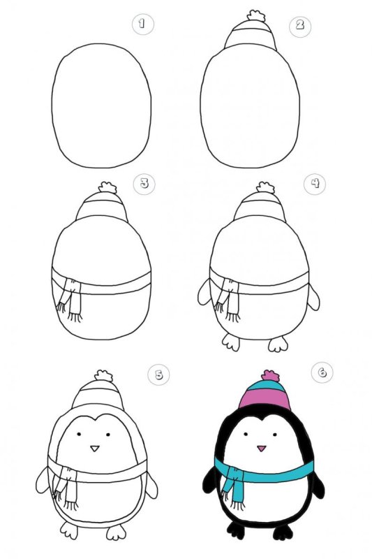 пингвин рисунок для детей поэтапно