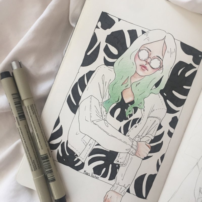 Рисунок аниме для скетчбука легкий
