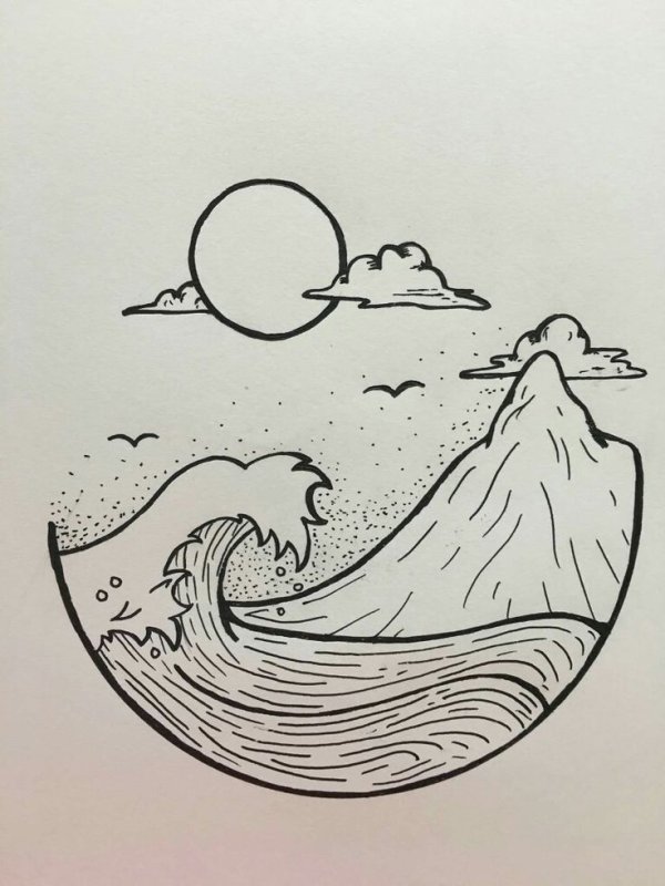 Картинки для срисовки карандашом волны
