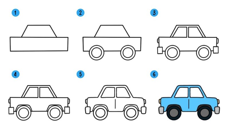рисунки машин для начинающих