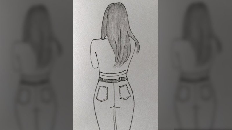 Девушка карандашом легко