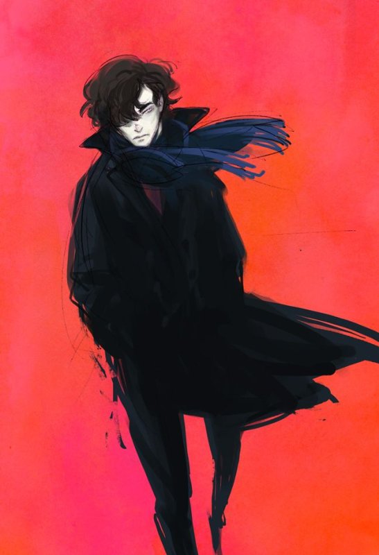 Парень в черном плаще арт