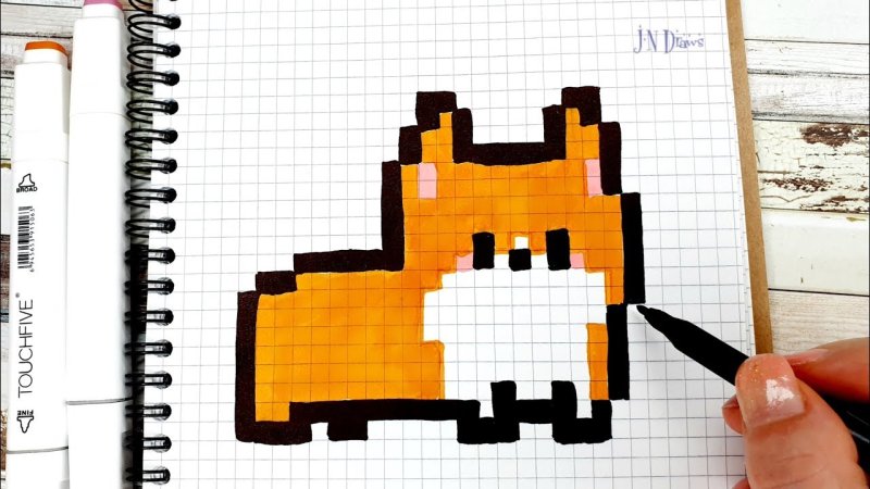 Рисунки по клеточкам корги