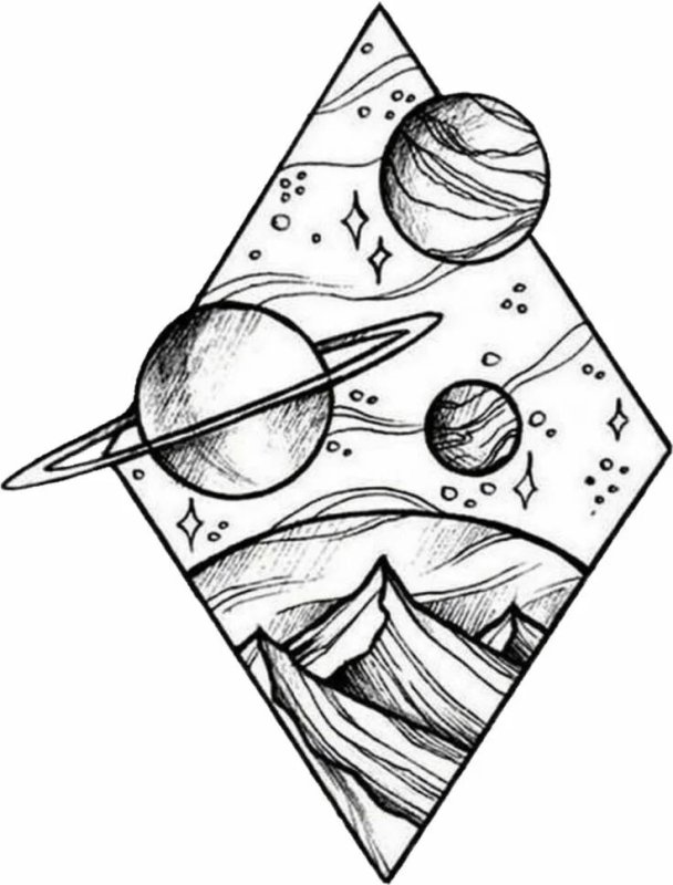 Рисунок космос для срисовки