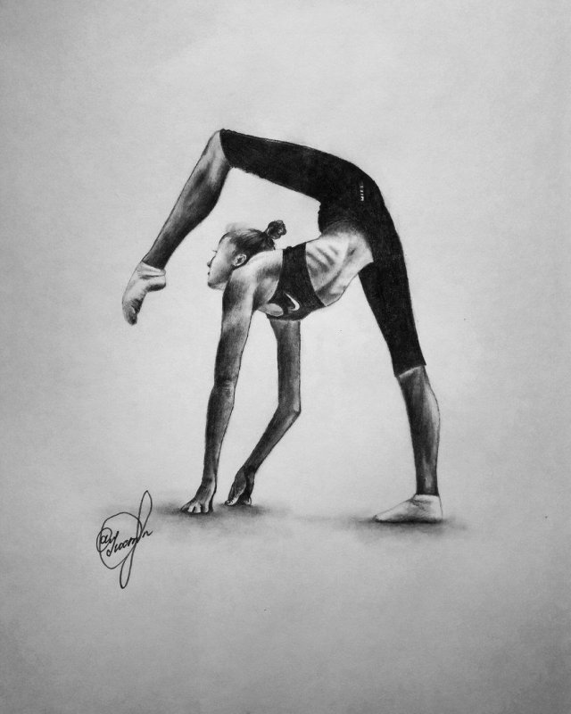 Гимнастка рисунок карандашом