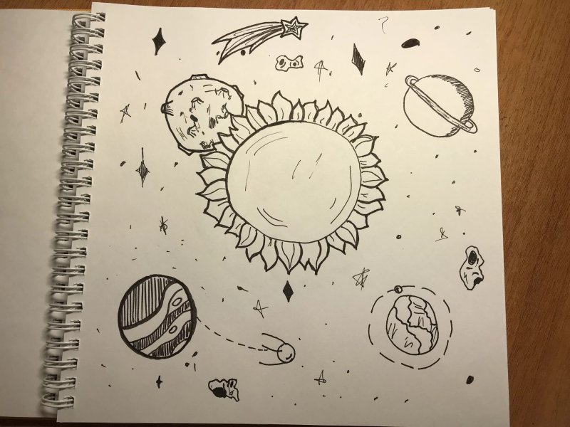 Космос рисунок карандашом