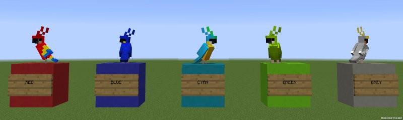 все виды попугаев в майнкрафт