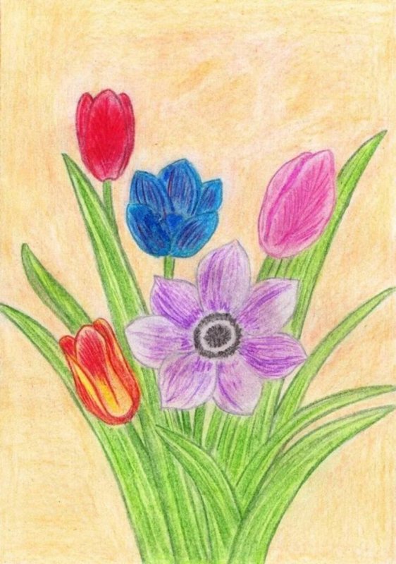 Рисование весенние цветы