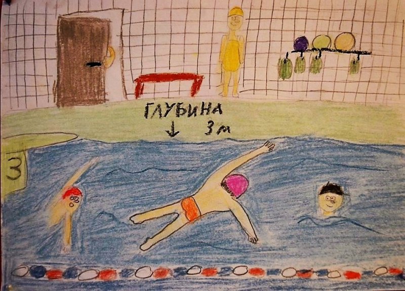 Детские рисунки на тему плавание