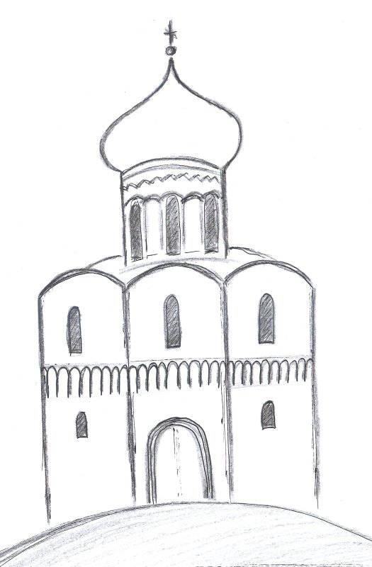 Дмитриевский собор рисунок легкий
