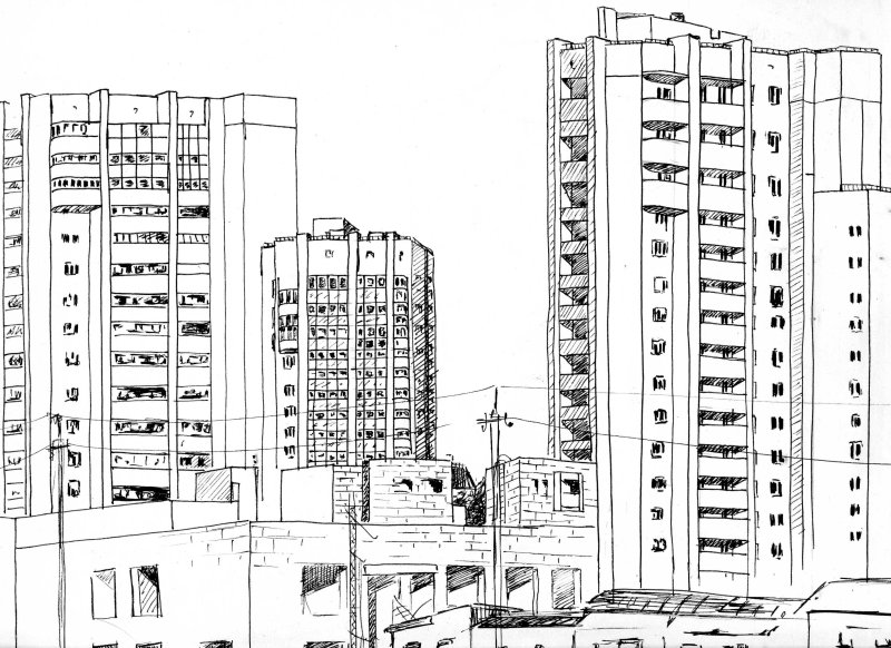 Эскизы многоэтажных зданий