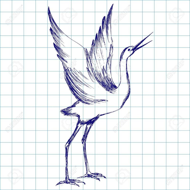 Журавль рисунок для детей