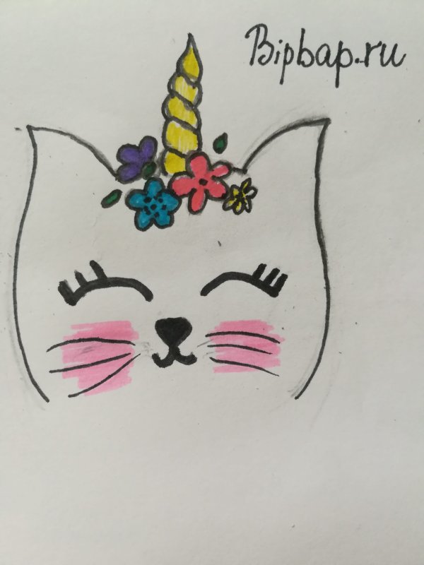 Рисунок кота легкий для срисовки